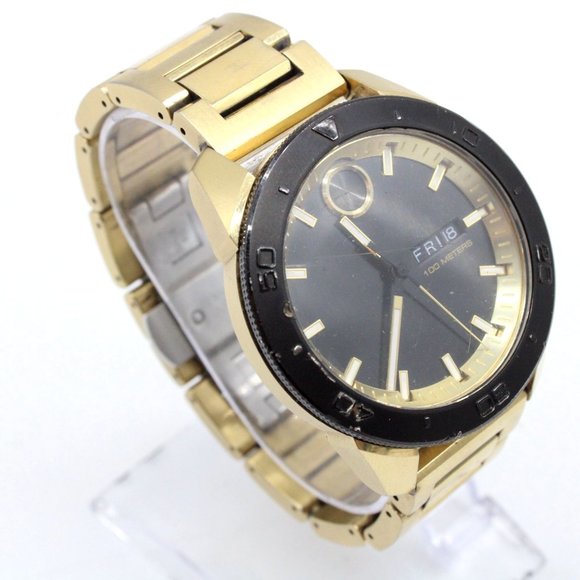 Movado Bold Watch Mens Yellow Gold Tone Ion-Llated Luxury 45mm Black-Toned Dial